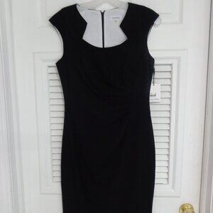 Calvin Klein Black Professional‎ Bodycon Stretch Lined Side Ruched Dress Size 6